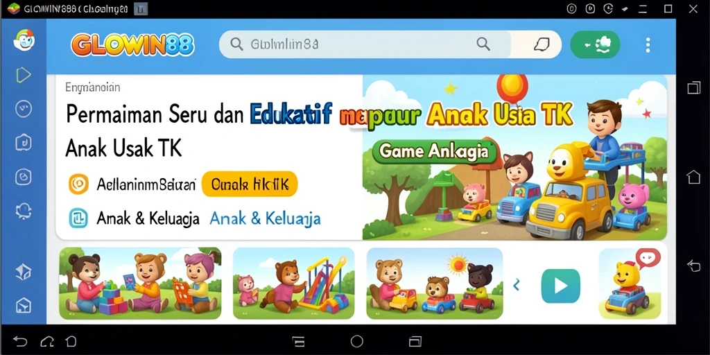 Antarmuka ceria dan intuitif GLOWIN88 untuk anak-anak.