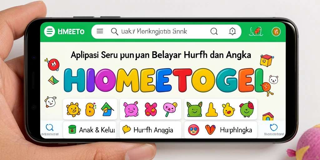 Tampilan antarmuka aplikasi HOMETOGEL yang ramah anak dan edukatif.
