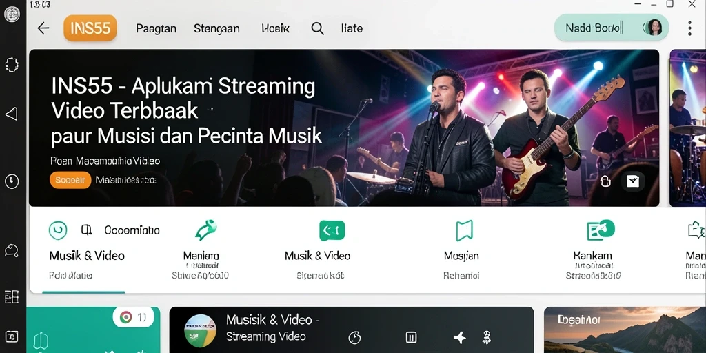 Antarmuka pengguna INS55 yang menarik dan fungsional untuk streaming video.