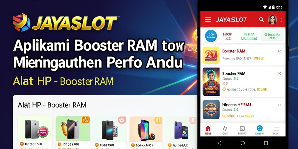 Tampilan antarmuka JAYASLOT dengan fitur Booster RAM yang efisien.