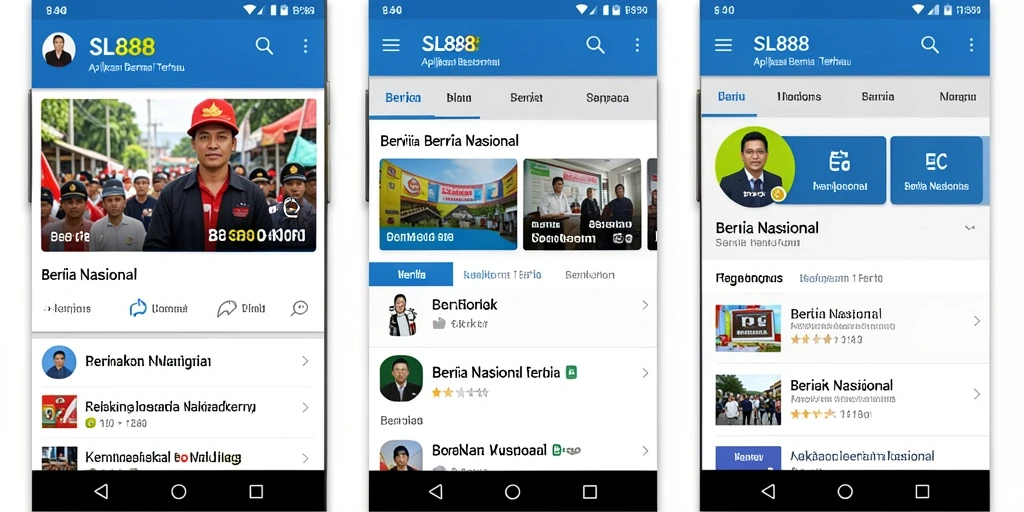 Tampilan antarmuka aplikasi SL888 yang menampilkan berita nasional terkini.