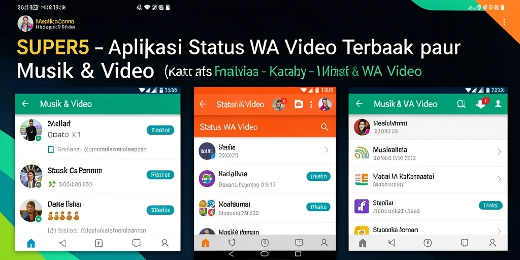 Tampilan antarmuka SUPER5 dengan fitur Status WA Video yang mudah digunakan.